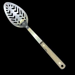 Flint Arrowhead Stainless Vanadium Slotted Serving Spoon w/Black Handle USA-Made